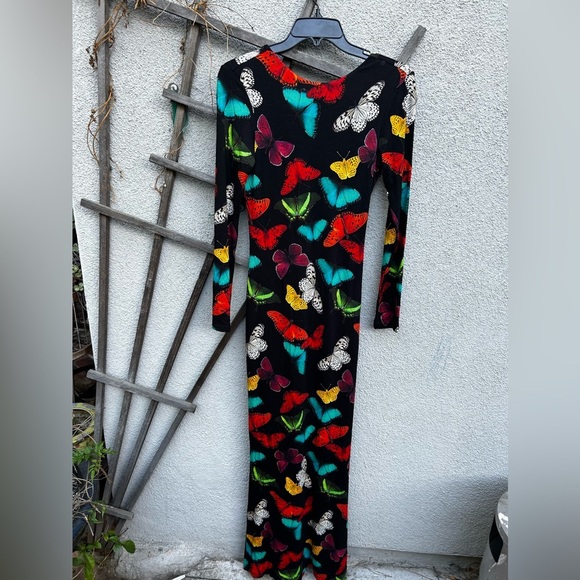 Alice + Olivia Rosaria Butterfly Print Low Back Fitted Maxi Dress in Red - Picture 7 of 16